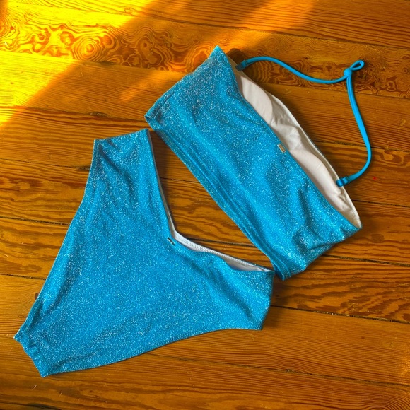 Sparkly Blue High Waist bikini set - Picture 2 of 3